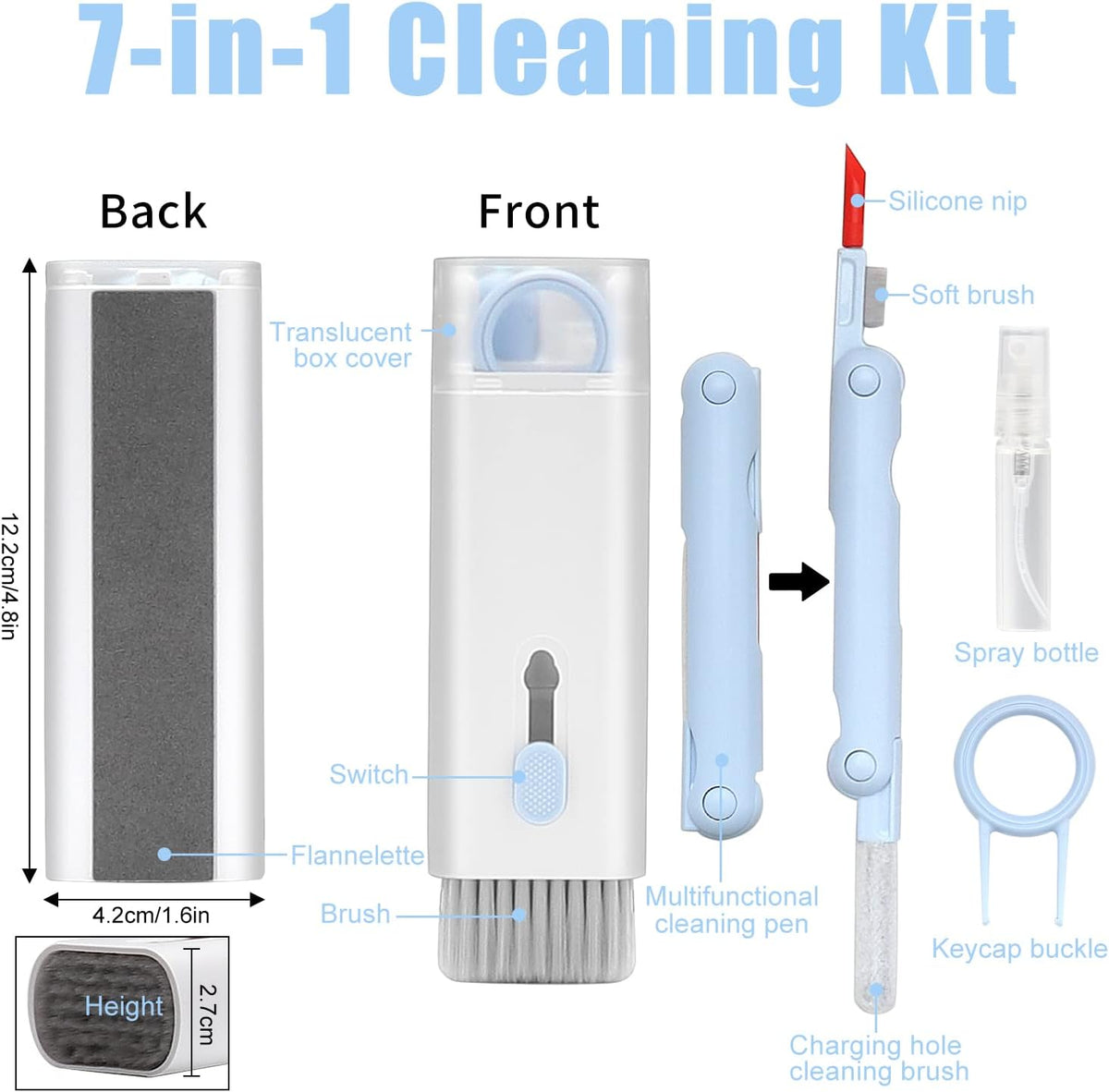 7-in-1 Keyboard Cleaner Brush Kit – Multi-Function Earphone Cleaning Pen & Keycap Puller Tool Set