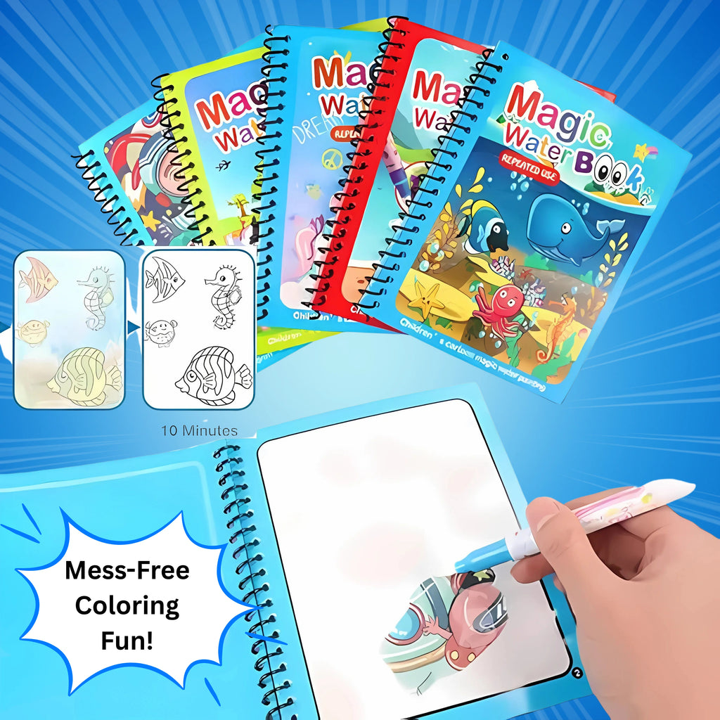 Magic Water Book Painting Drawing Coloring Board Book Doodle & Magic Water Pen(random book )