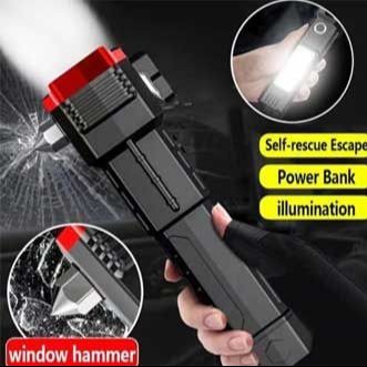 3-in-1 Multi-functional Car Emergency Safety Tool (Hammer, Power Bank, Flashlight)