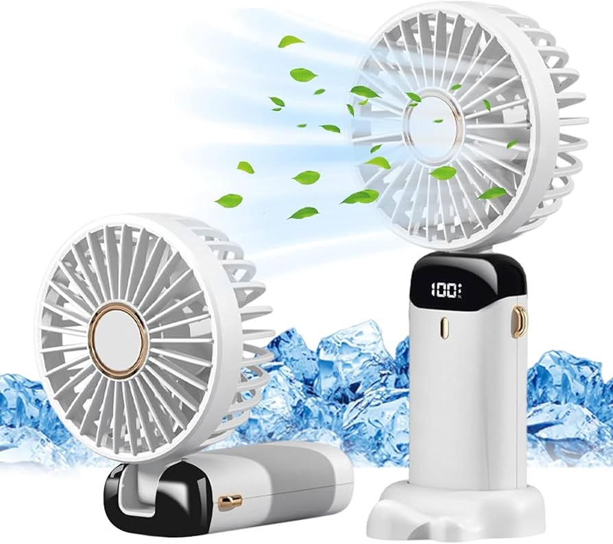 Rechargeable Hand Fan with LED Display / Mini Handy Fan Design With Strap