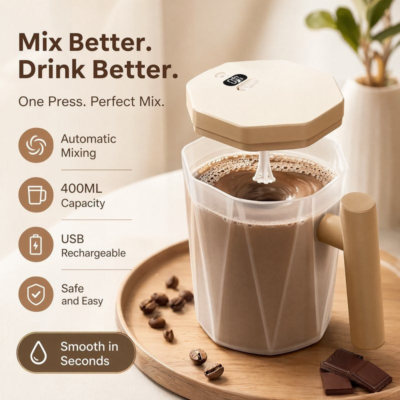 Automatic Coffee Mixing Mug with Digital Display