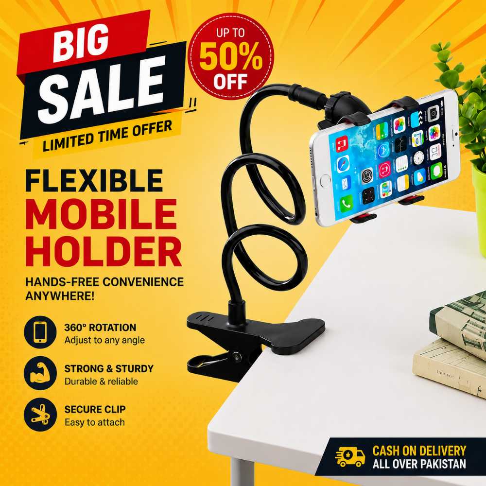Flexible Snake Mobile Stand – Adjustable Lazy Phone Holder for Desk, Bed & Table (Random Color)