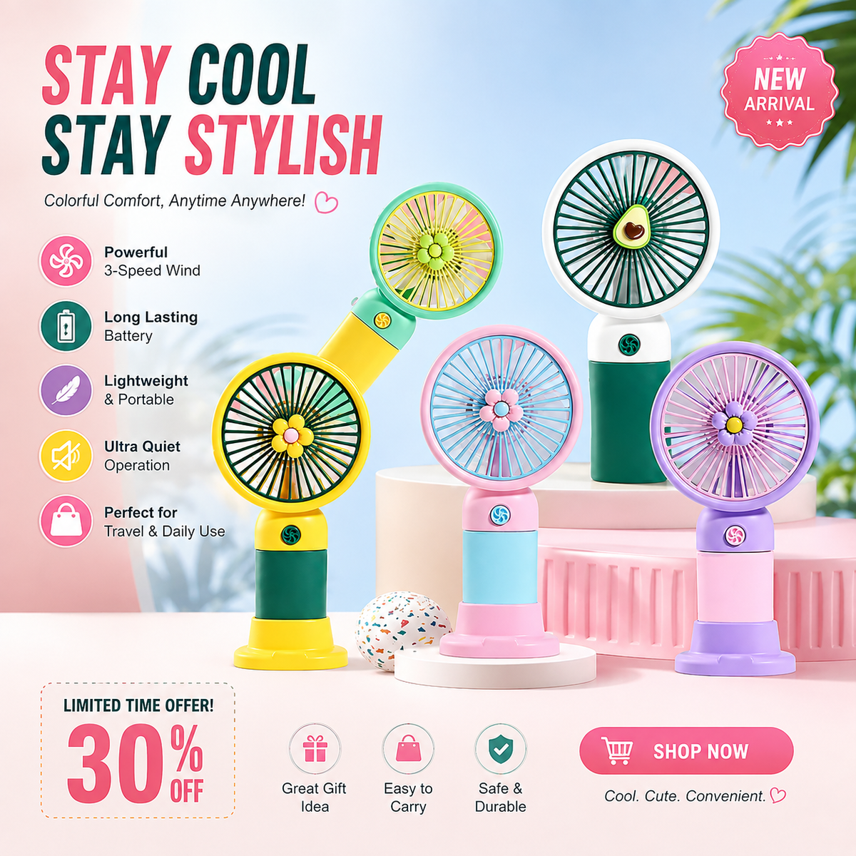 Mini Fan Multifunctional Cool Summer Fruit Cartoon Handheld Mini Fan(random color )