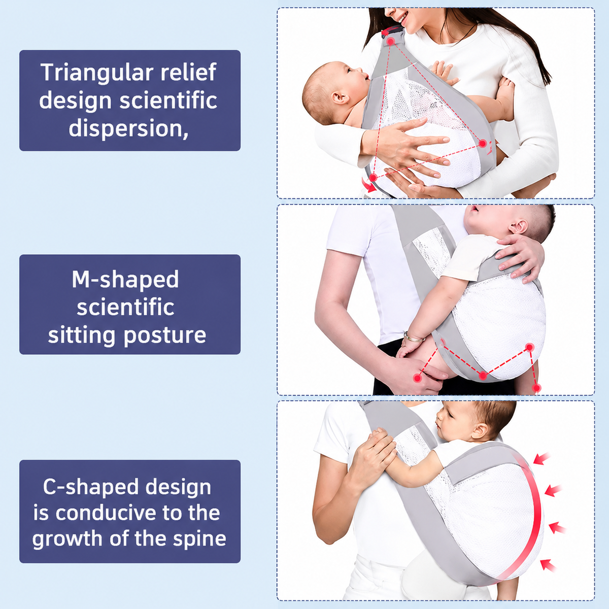 1PC Baby Carrier, Ergonomic Baby Strap one Shoulder Labor-Saving Polyester Baby Half Wrapped Sling (Random Color)