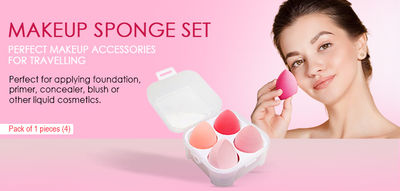 Pack of 4 – Beauty Blender with Plastic Case (random color)