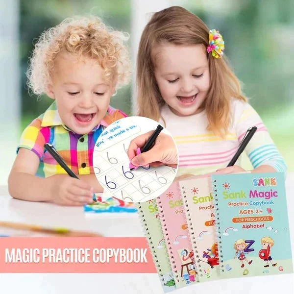 Sank Magic Practice Copybook Set – 4 Books + 10 Refills with Pen for Kids