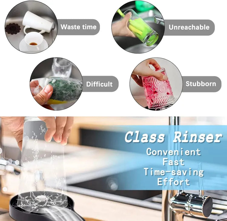 Glass Rinser Cup Bottle Washer Cleaner for Kitchen Sinks, Kitchen Sink Accessories Attachment Stainless