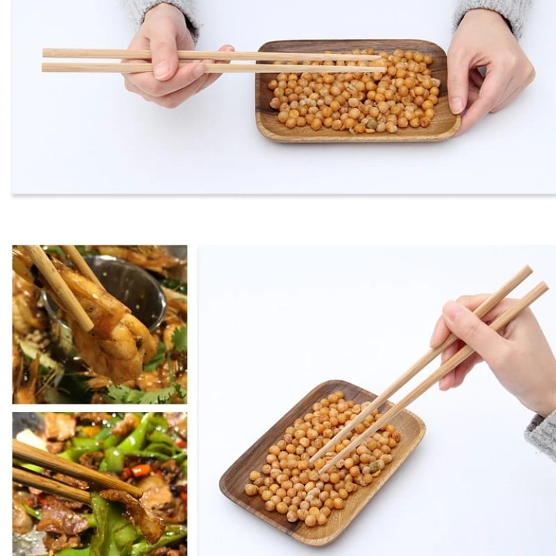 10 Pairs Of Reusable Wooden Chopsticks